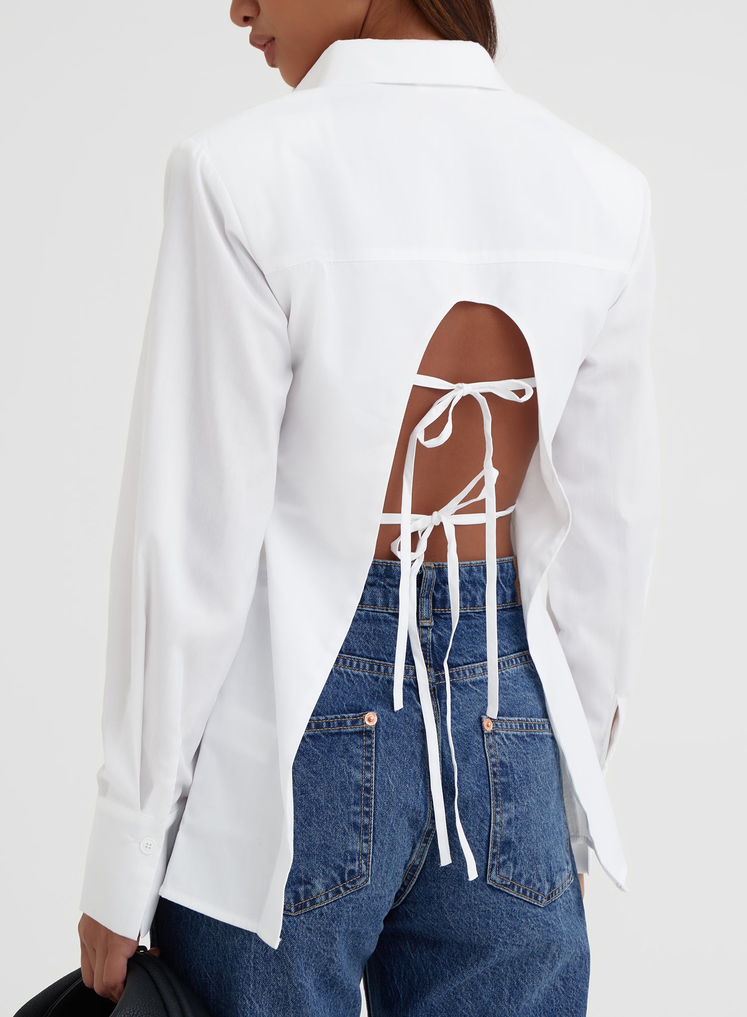 White Open Tie Back Shirt